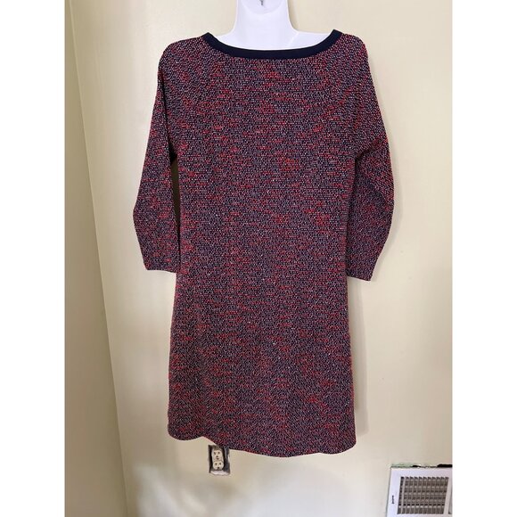 Talbots Petite Knit Dress SZ MP Multi-Color Gold Button Accent & 3/4 Sleeves - Picture 2 of 9